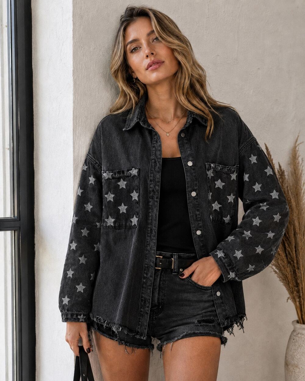 POL Denim Balloon Sleeve Shacket, EUC, size L